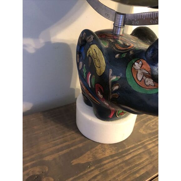 Stone Elephant World Globe on Painted on Marble Base Art Deco. Rare. Read - Picture 5 of 16